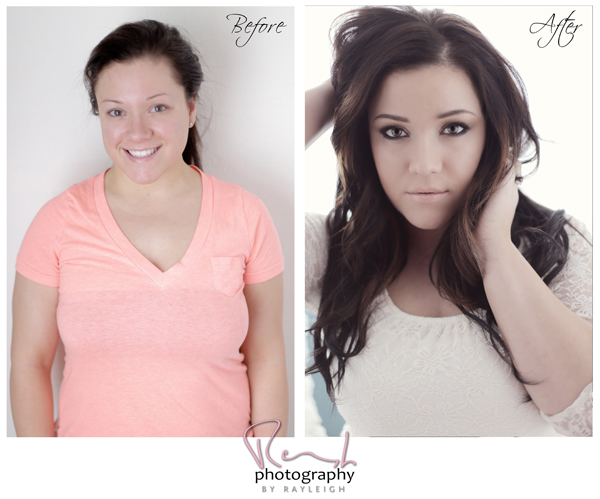 A before and after collage of a beauty headshot. Photography by Rayleigh. byrayleigh.com