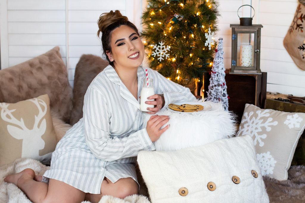 Christmas boudoir pajama photo shoot in Portland, OR.